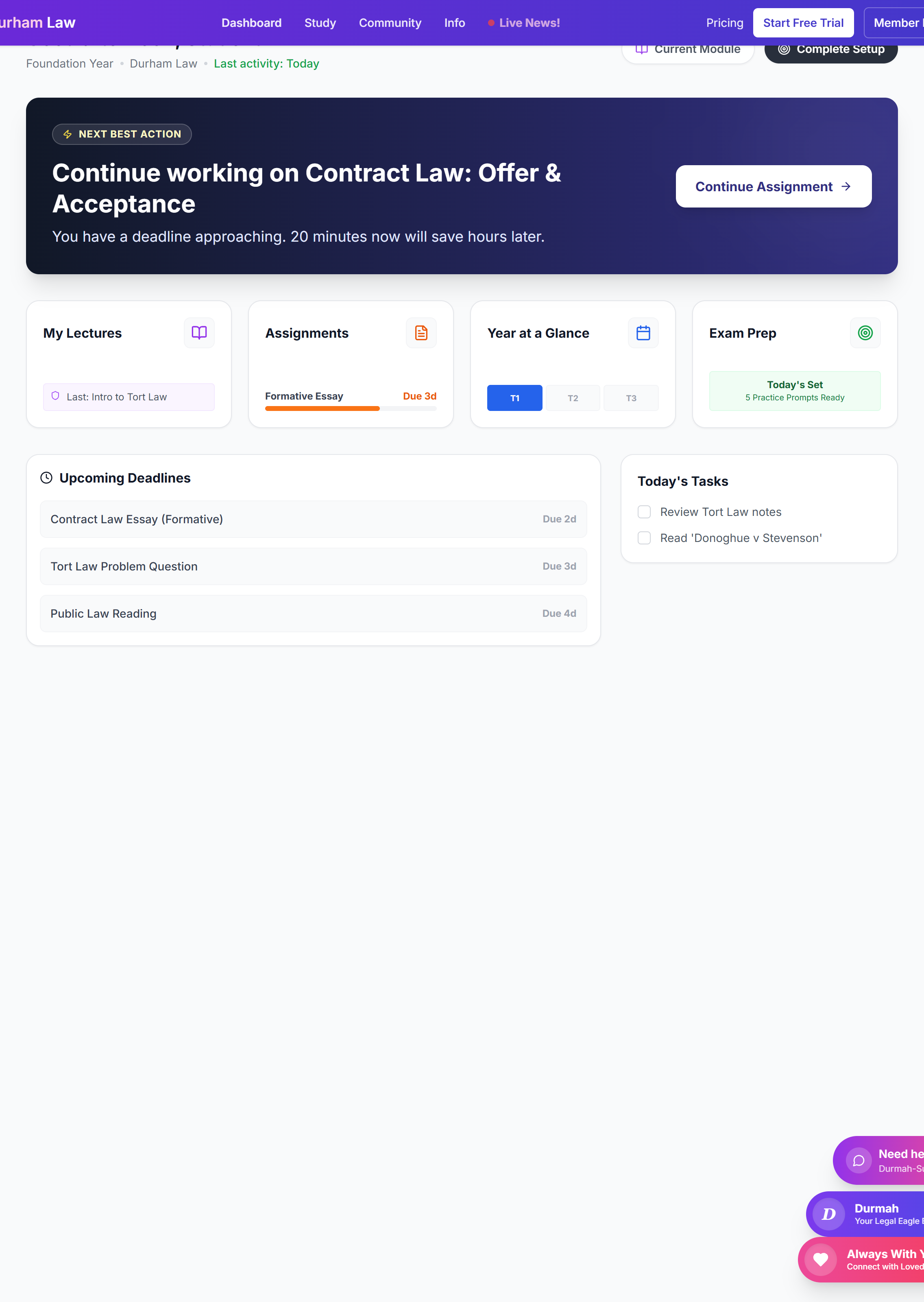MyDurhamLaw Dashboard